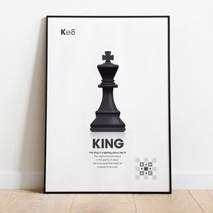 Black King Chess Piece Wall Art - Giclée Print (Paper), Framed Print, or Stretched Canvas