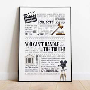 Law Movie Quotes Print, Courtroom Legal TV Show Quote Art, Lawyer Gift - Shipped Giclée Print, Framed Print, Canvas or Digital File