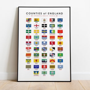 English Counties Wall Art - Giclée Print, Framed Print, or Stretched Canvas