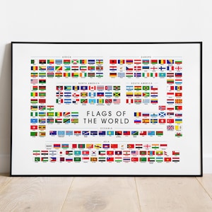 Bandiere del mondo, arte murale paesaggistica - Stampa giclée spedita (carta), stampa incorniciata, tela o file digitale