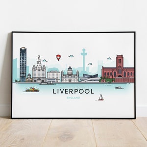 Liverpool City Skyline Wall Art - Giclée Print or Framed Print