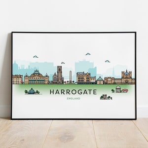 Harrogate UK Wall Art, Harrogate Town Decor - Gicléeprint of ingelijste print