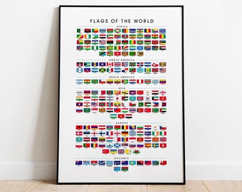 Flags of the World Wall Art - Giclée Print (Paper), Framed Print, or Stretched Canvas