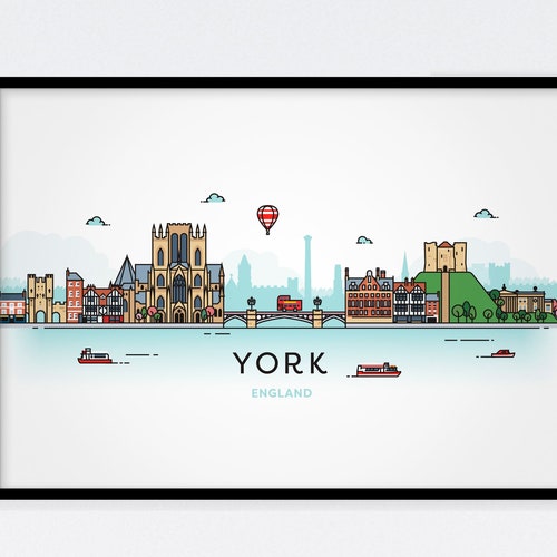 York UK Skyline York City Poster York England Art Print Etsy UK