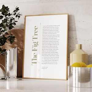 The Fig Tree Poem Wall Art, The Bell Jar, Sylvia Plath: Print, Frame, Canvas or File
