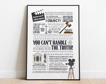 Law Movie Quotes Print, Courtroom Legal TV Show Quote Art, Lawyer Gift - Giclée Print (paper), Frame, or Canvas
