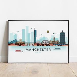 Manchester City skyline Wall Art - Giclée Print or Framed Print