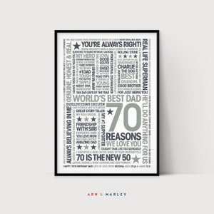 70 razones por las que te amamos, regalo personalizado de cumpleaños número 70 para papá: digital personalizado (imprime el tuyo)