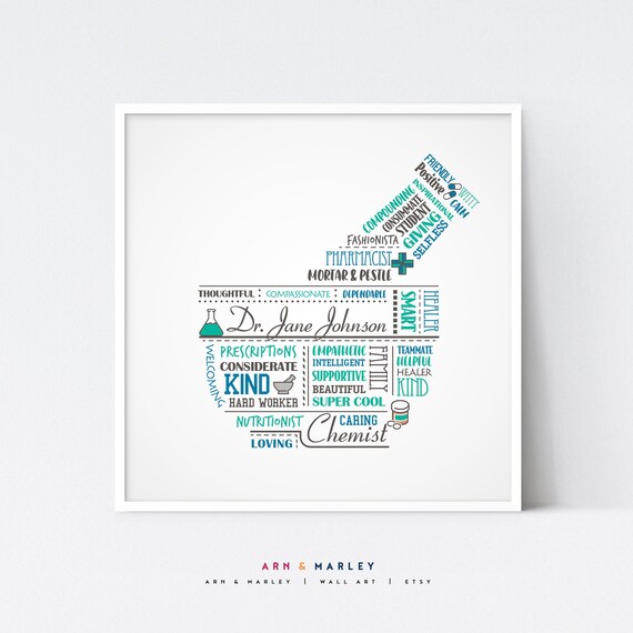Personalized Mortar & Pestle Word Art Pharmacy or Kitchen Etsy