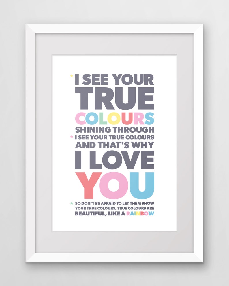 True colors lyrics print shipped print or digital file Etsy