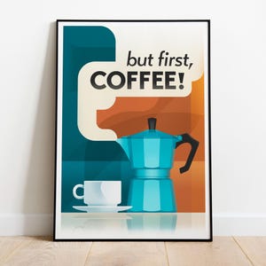 Retro Moka Pot, 'But First Coffee: Print, Frame, Canvas or Digital File image 11