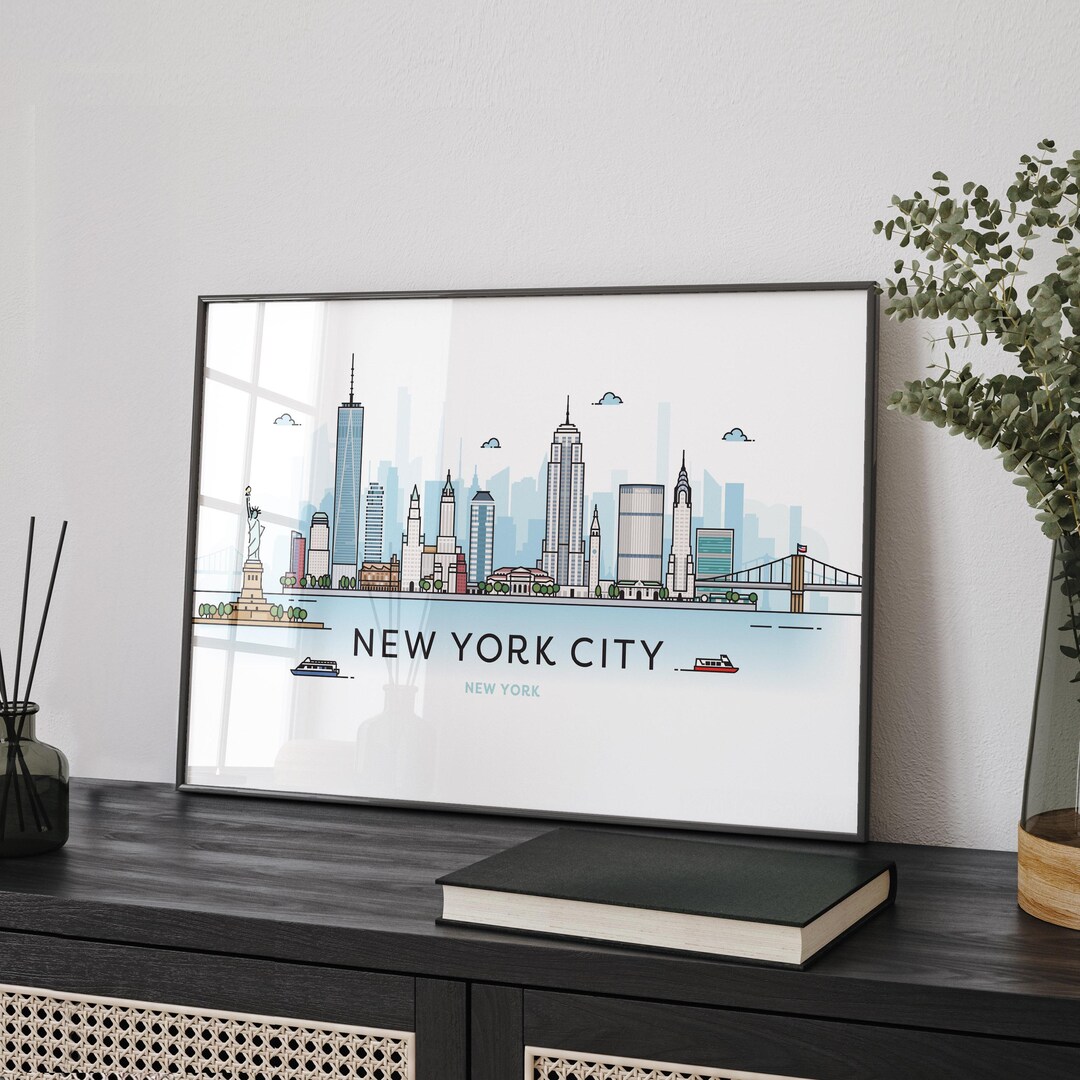 New York City Skyline Art: Print or Framed Print - Etsy