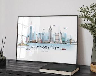Arte da paisagem urbana de Nova York: Impressão ou impressão emoldurada