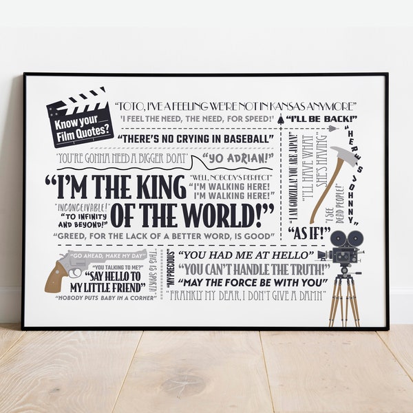 Famous Movie Quotes, Iconic Movie Lines, Horizontal / Landscape Wall Art - Giclée Print, Frame, or Canvas