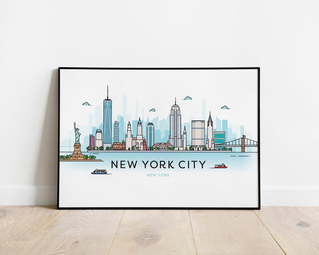 New York City Skyline, NYC Art Print - Giclée Print or Framed Print - Etsy