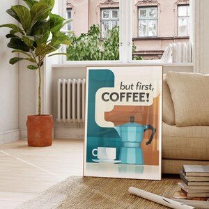 Retro Moka Pot, 'But First Coffee: Print, Frame, Canvas or Digital File image 9