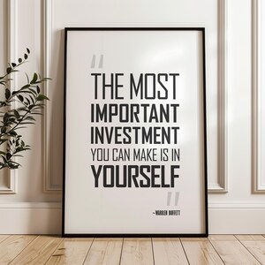 Invest in Yourself, Warren Buffett Quote Art: Print, Frame, Canvas or Digital File