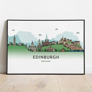 Edinburgh City Skyline Wall Art - Giclée Print or Framed Print