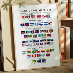 Bandiere delle Americhe, regioni del Nord, Centro e Sud America - Spedite in stampa Giclée (carta), stampa incorniciata, tela o file digitale