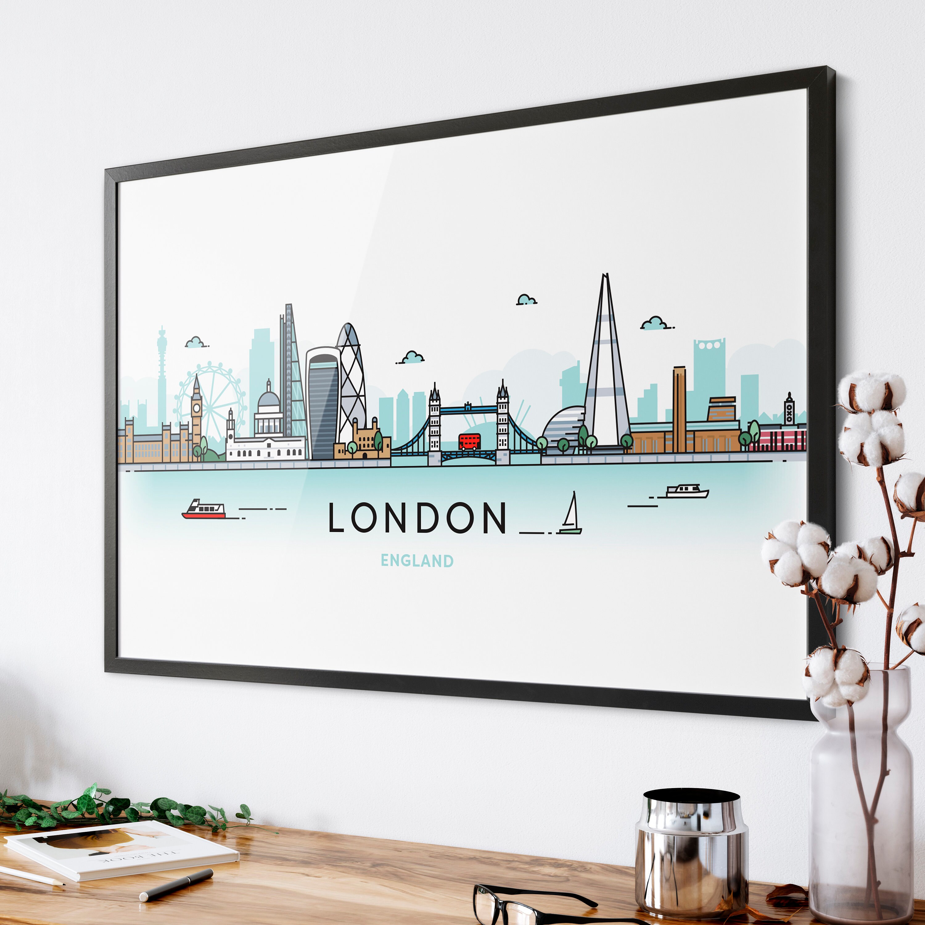 London skyline Wall Art London England City Decor Shipped Etsy