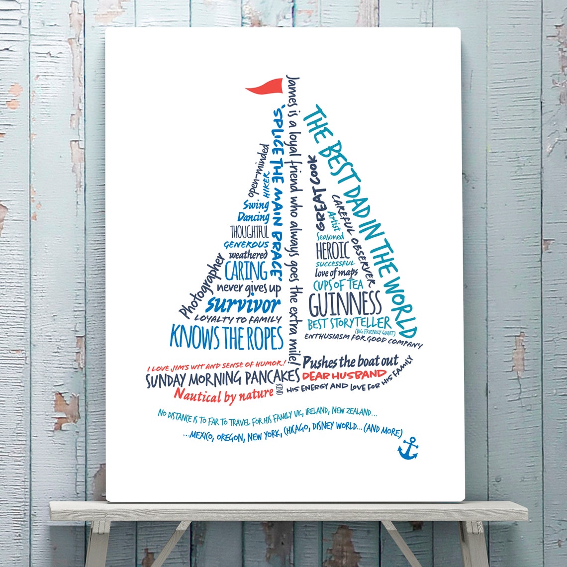 Personalized Sail Boat Word Art Nautical Wall Art Gift Etsy