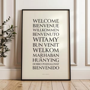 Bienvenidos Idiomas Imprimir: Impresión, Enmarcar, Lienzo o Archivo Digital