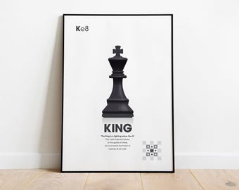 Black King-schaakstuk: print, lijst, canvas of digitaal bestand