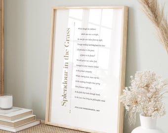 Williams Wordsworth Poem Print, Splendour in the Grass Wall Art