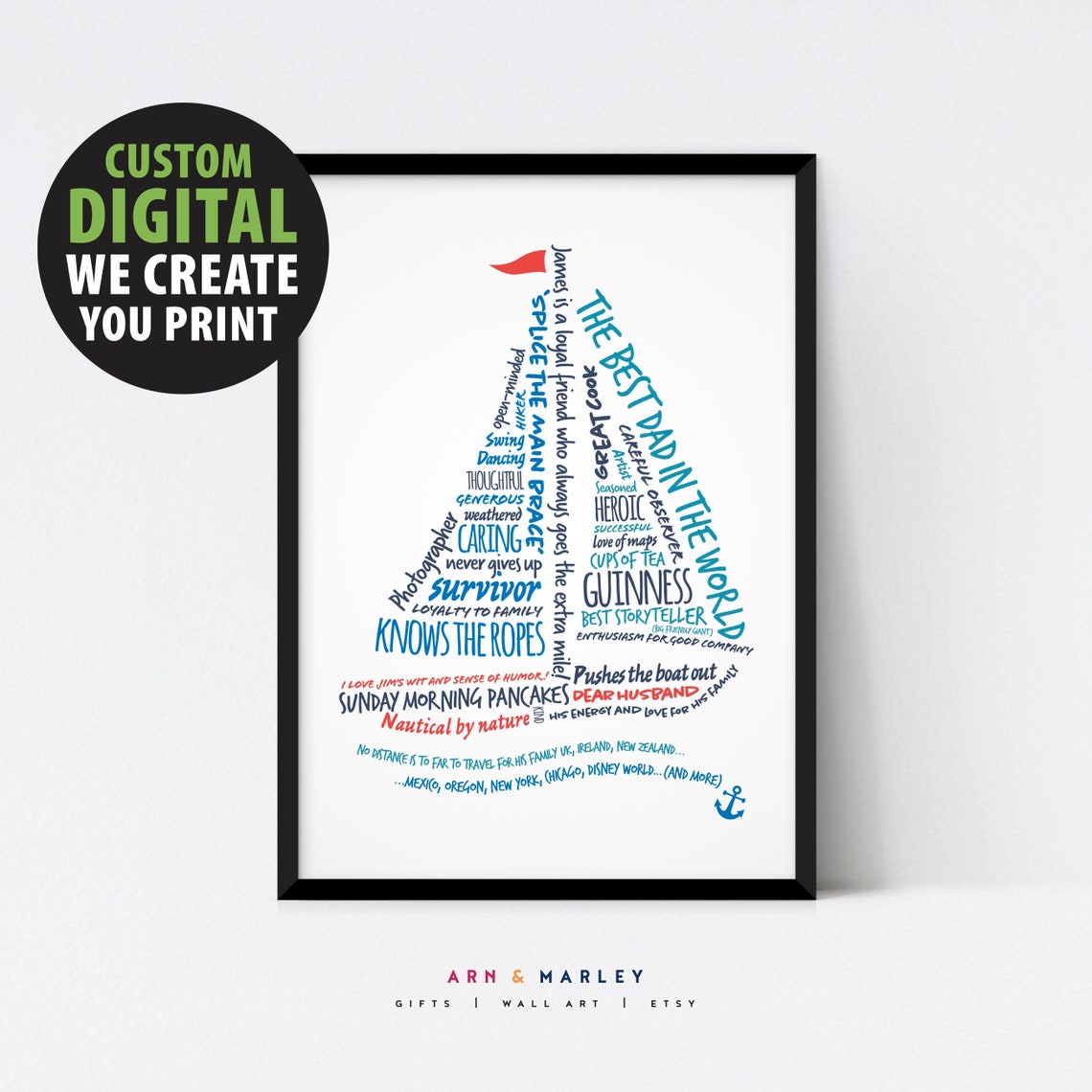 Personalized Sail Boat Word Art Wall art for Sailors Boat | Etsy