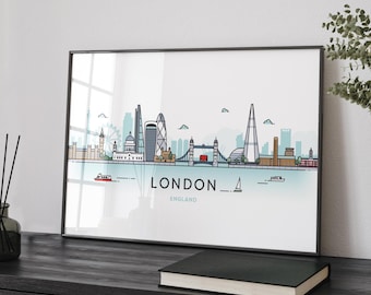 London England Print, UK City Skyline Wall Art Frame