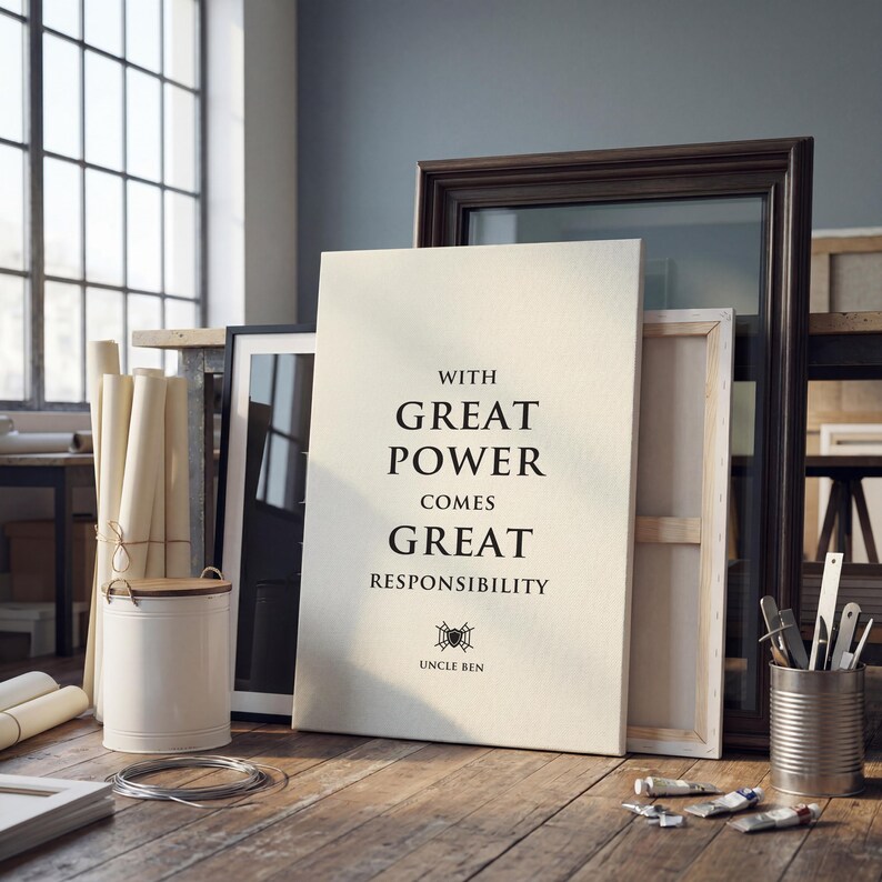 With Great Power Comes Great Responsibility Wall Art, Uncle Ben Quote - Print, Frame, Canvas or File image 6