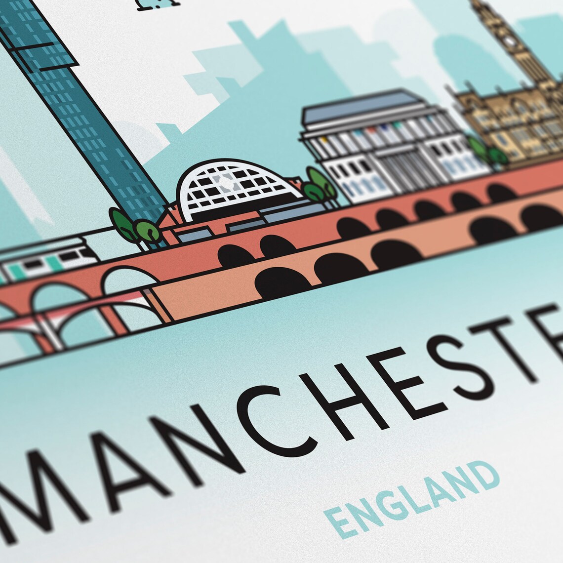 Manchester Skyline Wall Art Manchester England City Decor Etsy UK