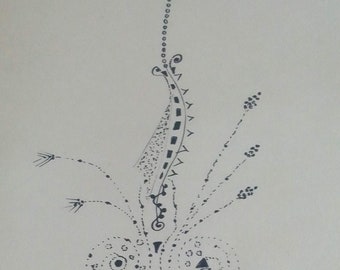 Dessin à  l'encre de chine : Fleurs abstraites