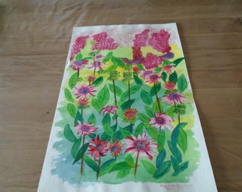 Fête des mères, aquarelle , Le fond du jardin