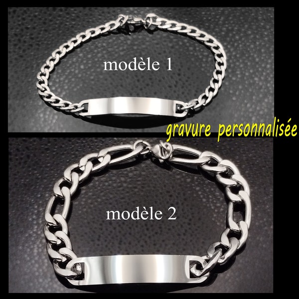 bracciale barbazzale in argento in acciaio inossidabile INCISIONE GRATUITA - 2 modelli tra cui scegliere - diverse misure possibili