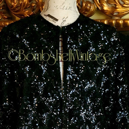 Vintage 60's Heavily Sequined shops Black Cocktail Jacket