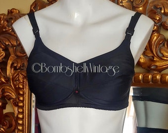 Vintage 60's Black Nylon Tricot Bra