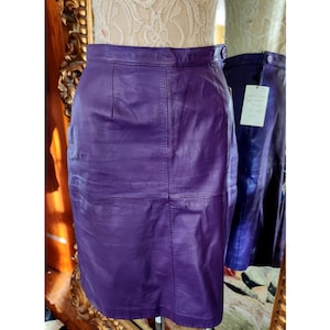 Vintage 80&#39;s Avon Fashions Purple Leather Mini Skirt