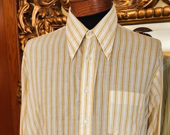 Vintage 70's Mens Kent Collection by Arrow Gold Stripe Dress Shirt