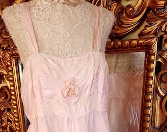 Vintage 1920's Fre'on Light Pink Silk Step in Romper Lingerie