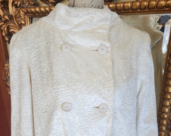 Estilos vintage de los años 60 de Winter White chaqueta elegante de cordero persa sintético