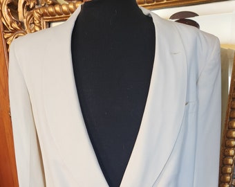 Vintage 40s After Six Rudofker Mens White Double Breasted Dinner/Tux Jacket