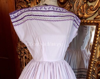 Vintage 60's Lavender Patio Dress Square Dance Dress