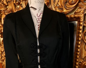 Vintage 40s Henry A. Conder for Joseph Magnin Black Silk Beaded Suit Jacket