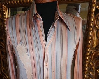Vintage 70'a Nik-nik Art Deco Disco Shirt Made in Italy 