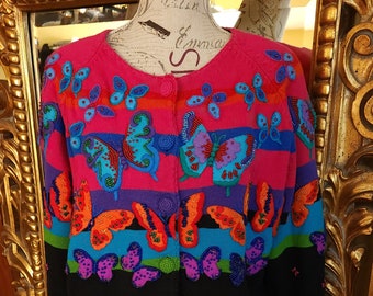 Vintage 90's Michael Simon New York Whimsical Butterfly Sweater