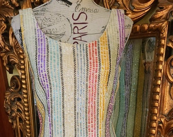 Vintage 60's Rainbow Sequin Stripe Sheath Dress