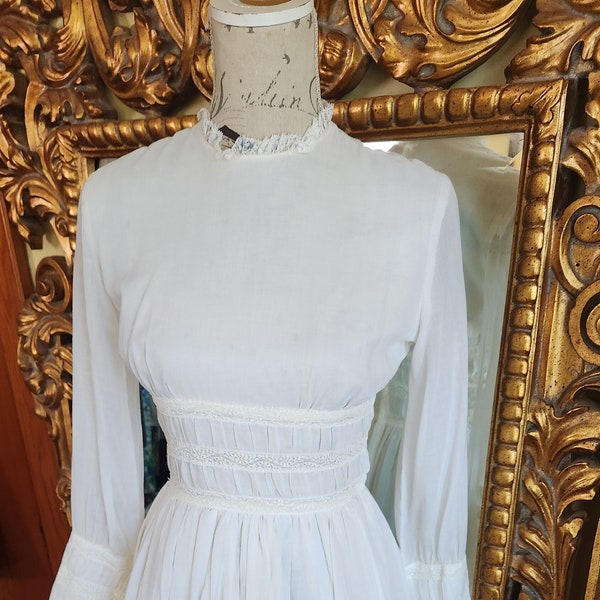 Vintage 60's Jonathan Logan White Fit and Flare Dress with Lace Details