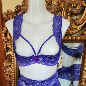 Fredericks Of Hollywood Convertable Pushup Bra Jessica Lace Blue 36F 36DDD  New