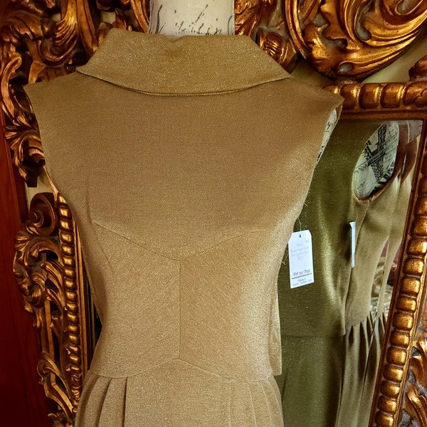 Vintage 60's Alison Ayers Original Metallic Gold Knit Wiggle Dress